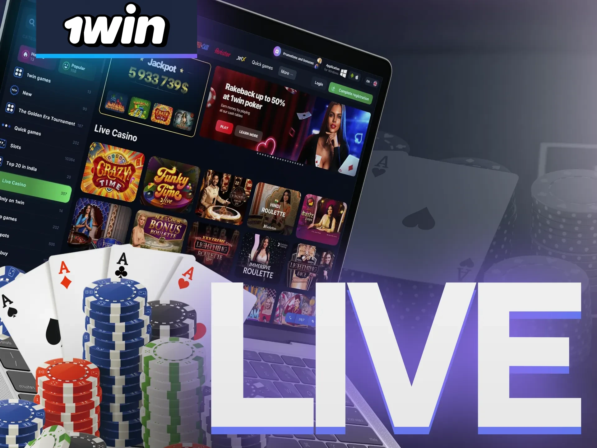 Play Live Games at 1Win Casino.